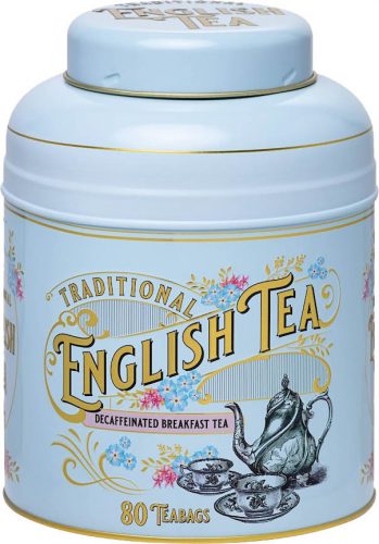 New English Teas "Kék" Koffeinmentes Angol reggeli tea Fémbödönben 160g