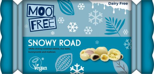 Moo Free Karácsonyi Snowy Road Tejmentes Fehér Csokoládé Drazsé 100g